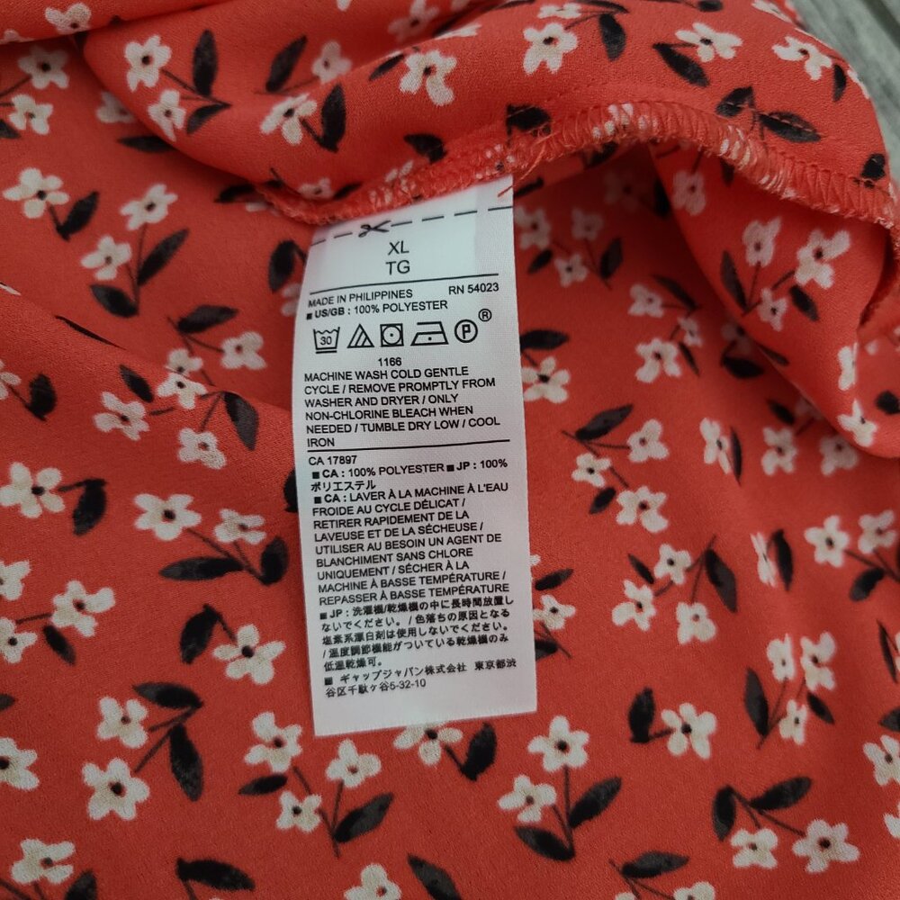 Banana Republic Women's Sleeveless Button-Front Blouse Red/Orange Floral Size XL - Picture 8 of 9